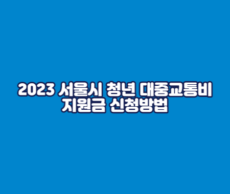 2023 서울시 청년 대중교통비 지원금 신청방법